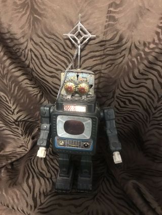 Vintage Alps Japan Television Space Man Tin Tv Robot