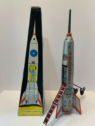 Vintage Tin Metal Toy Holdraketa Moon Rocket