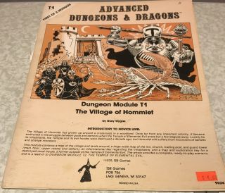 Tsr Ad&d 1st Ed.  Dungeon Module T1: The Village Of Hommler,  9026,  1979 Monochrom