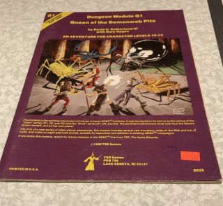 Tsr Ad&d 1st Edition Dungeon Module.  Q1: Queen Of The Demonwed Pits 9016,  1980