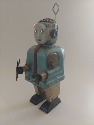 1950s Nomura Tin Zoomer Radar Toy Robot Silver Face Made In Japan
