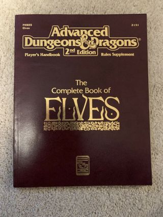 Ad&d The Complete Book Of Elves - For 2nd Edition Rules