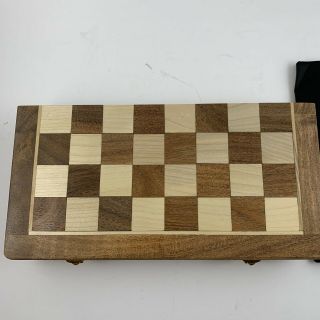Wood Chess Wooden Magnetic Board Hand Crafted Folding Chessboard Travel Game Set 2
