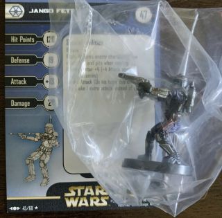 Star Wars Miniatures Jango Fett 45 With Stat Card Clone Strike