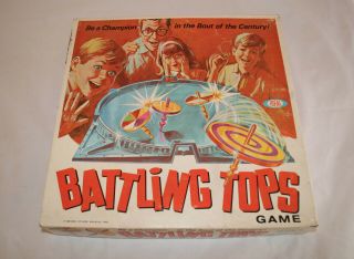 Battling Tops Ideal Toy 1968 Vintage Family Board Game Incomplete,  6 Spinners