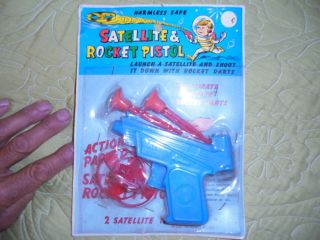 Vintage Space Toy Gun - Satelite & Rocket Pistol - Neat Graphics