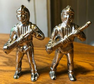 2 Vintage Silver Flash Gordon Solar Guard Commando Space Men - 1950 