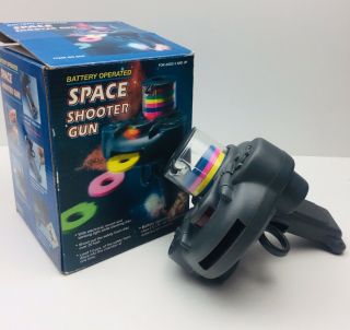 1980s Battery Operated Disc Shooter Space Gun W Box Makes Sound
