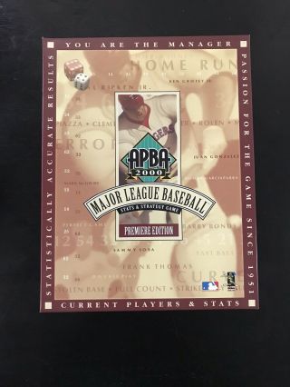 2000 Apba Major League Baseball Game With 1999 Season Cards -