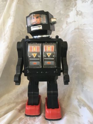 Vintage Astronaut Robot,  Battery Operated Black Plastic,  Made In Hong Kong