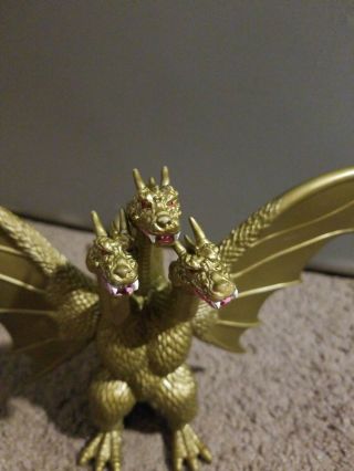 Godzilla King Ghidorah Toy Figure Toho Bandai 2005 Gold 6.  5 inch Kaiju 2