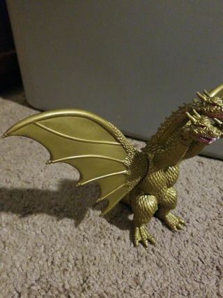Godzilla King Ghidorah Toy Figure Toho Bandai 2005 Gold 6.  5 inch Kaiju 3