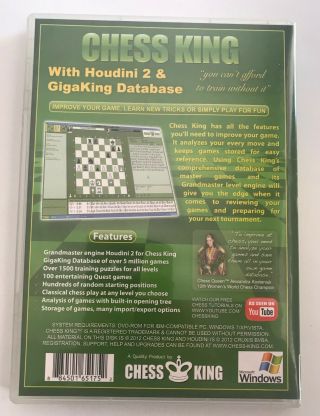 CHESS KING with Houdini 2 & GigaKing Database DVD - ROM MS WIndows PC Software 3