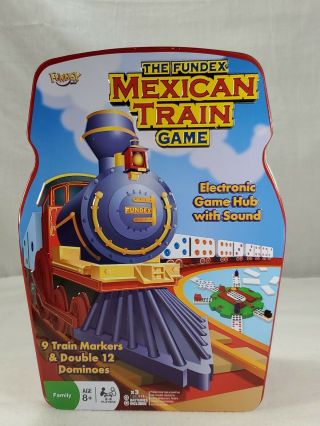 Fundex Mexican Train Dominoes Game Set In Collectible Tin Electronic Game Hub