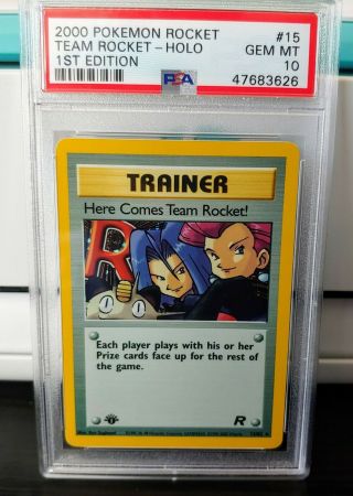 2000 Pokemon First 1st Edition Psa 10 415 Here Comes Team Rocket Holo Wotc Gem