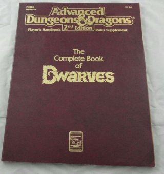 Advanced Dungeons And Dragons Ad&d The Complete Book Of Dwarves Tsr2124