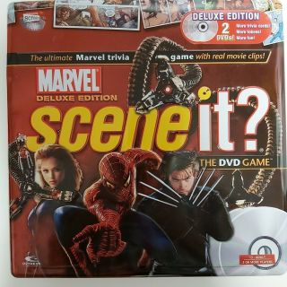 Scene It Marvel Deluxe Edition Dvd Game Tin Box In Opened Box