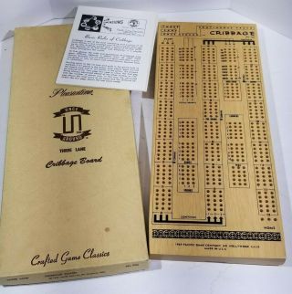 1969 Pacific Game Company Once Around Three Lane Cribbage Board W Instructions