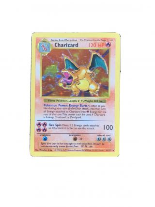 Shadowless Charizard 1999 Pokemon Card Base Set 4/102 Rare Holographic