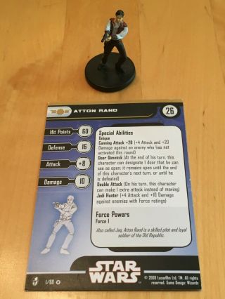 Atton Rand Star Wars Miniatures Knights Of The Old Republic 1 Vr