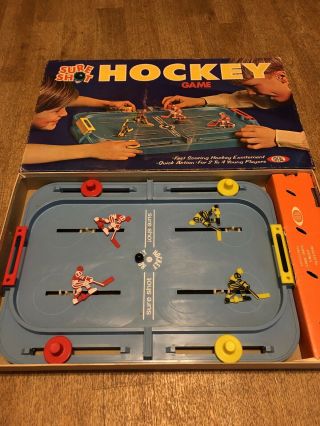 Vintage 1970 Sure Shot Hockey Game Ideal Toy Complete,  Ideal Game,  Ice Hockey