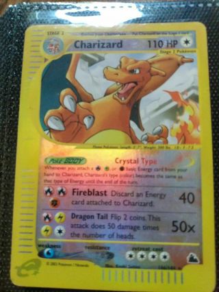 Pokemon Crystal Charizard 146/144 Skyridge Reverse Holo Rare Played/creased