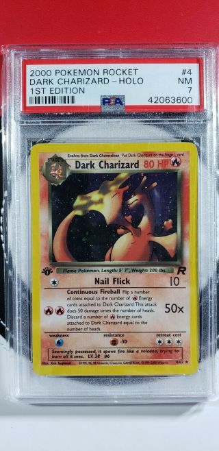 Psa 7 1st Edition Dark Charizard Holo 4/82 2000 Team Rocket Pokemon