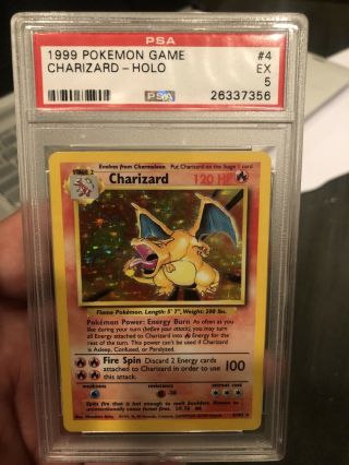 1999 Pokemon Base Set - Charizard Holo Unlimited - 4/102 Psa 5