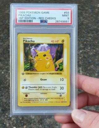 Pokemon Card Red Cheeks Pikachu 58/102 1st Edition Psa 9