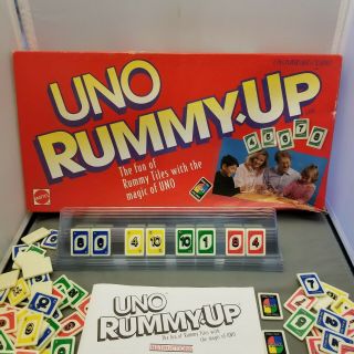 Uno Rummy Up Game Complete Rummy Tiles 1993 Mattel Games Complete Dented Box