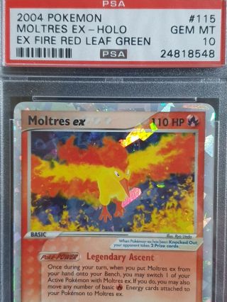 PSA 10 GEM Moltres Ex 115/112 Ex Fire Red & Leaf Green HOLO Pokemon Card 2