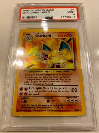 4 Charizard Holo Psa 9 Base Set Unlimited 1999 Pokemon Game