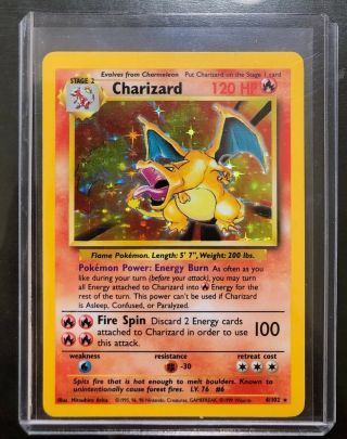 1999 Pokemon Charizard 4/102 Unlimited Base Set Rare Holo
