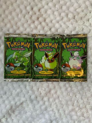 Pokemon Cards 3x Jungle Booster Pack 1st Edition Art Set Weighed Wotc