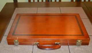 Vintage Backgammon Game Solid Wood Carry Case 100 Complete