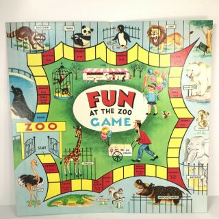1950 ' s - 60 ' s Warren Built Rite Fun At The Zoo & Cats And Dogs 2 Games In One Vtg 2