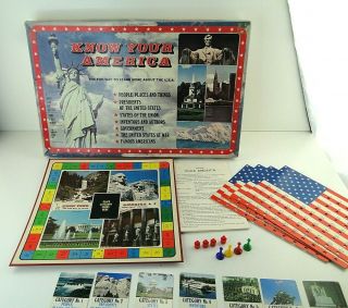 Vintage KNOW YOUR AMERICA Family Board Game 1982 Cadaco Complete 2