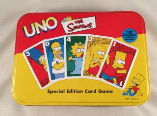 The Simpsons Uno Card Game Special Edition Tin Set Mattel 2001 Complete
