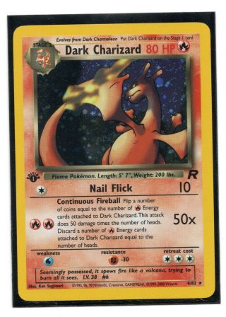 Pokemon 1st Edition Dark Charizard 4/82 Team Rocket Holo Rare Lightly Played Lp