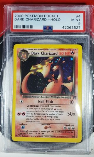 Psa 9 Dark Charizard Holo Rare 2000 Team Rocket Set 4/82 Pokemon Card
