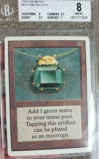 Vintage Magic | NM/MINT BGS 8 MTG Unlimited Mox Emerald,  2x 9.  5 SUB, 2