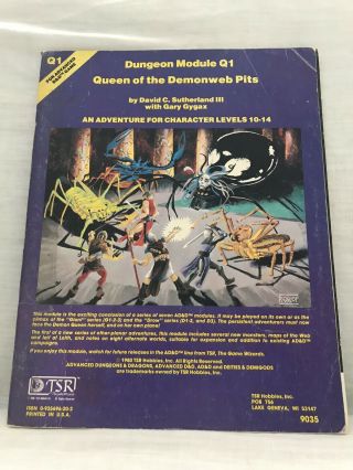Advanced Dungeons And Dragons Module Q1 Queen Of The Demonweb Pits