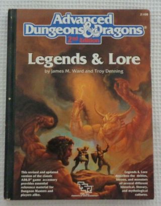 Ad&d Advanced Dungeons & Dragons 2nd Edition Legends And Lore Tsr 1990