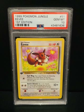Pokemon Card Psa 10 Eevee 1st Edition Jungle Set Gem