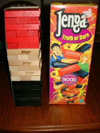2000’s Jenga “truth Or Dare” Hasbro Fun Party Night Board Game Ages 12,  Complete