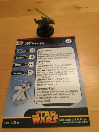 Yoda Jedi Master Star Wars Miniatures Revenge Of The Sith 24 Rare