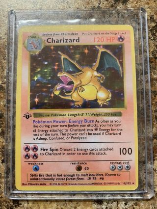 Pokemon - Base Set - 1st Edition Charizard 4/102 - Shadowless - Proxy Card