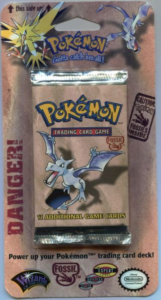 1999 Pokemon Fossil Unlimited Blister Pack Aerodactly Booster