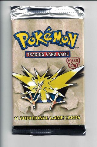 1999 Pokemon Fossil Booster Pack Zapdos Wotc Rare