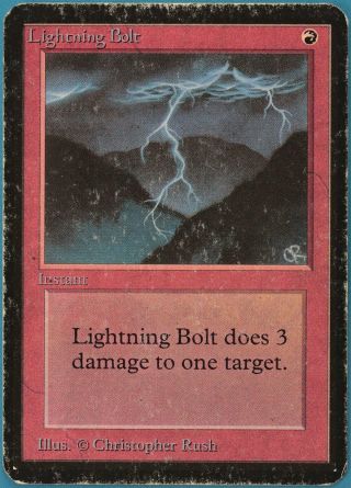 Lightning Bolt Alpha Heavily Pld Red Common Magic Mtg Card (id 136060) Abugames
